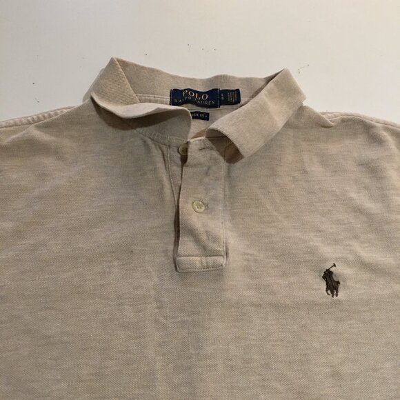 Polo Ralph Lauren Classic Fit Mens Large Polo Shirt Beige Preppy - Picture 2 of 8